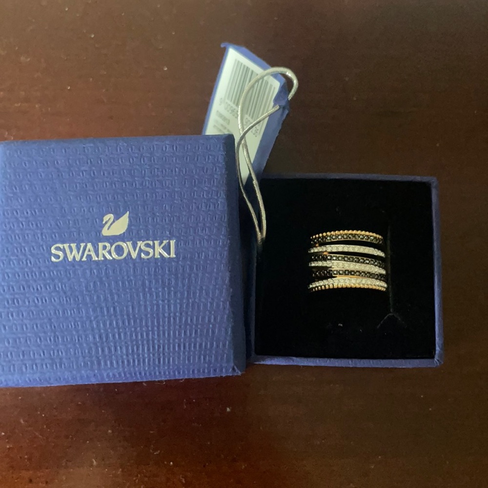 Swarovski Lollypop Black Crystal Rose Gold ring SKU 5390913, size 55 (US Size 7)